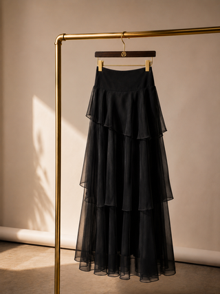 Pre-order Pō Silk Organza Tiered Skirt