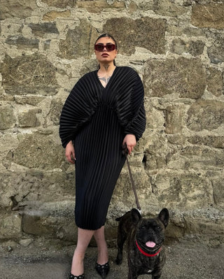 Haeata Pleated Dress | Black