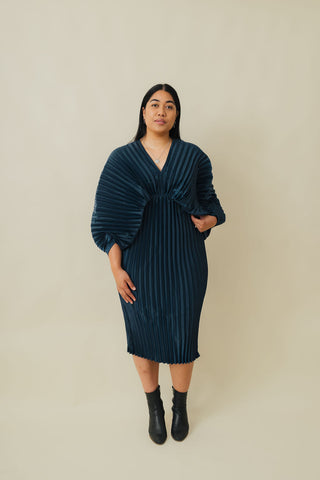Haeata Pleated Dress | Navy Pre-order