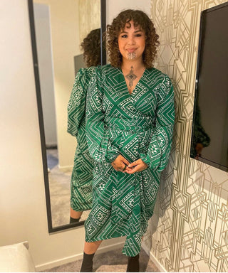 Pre-order | Tāniko Wrap Dress - Green