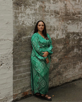 Pre-order | Tāniko Wrap Dress - Green