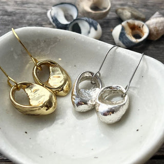 Weathered Pupu Sea Snail Shell Hook Earrings